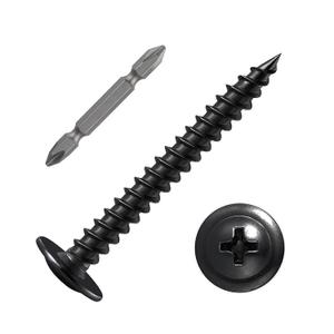 (100 pcs) Wensilon #102" Black Phillips Truss Head Wood Screws Quick Metal Self Tapping (#10x2")