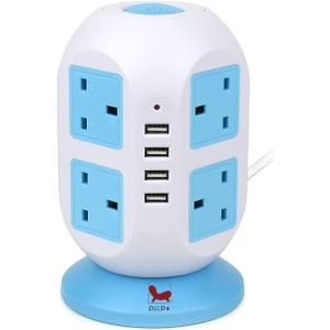 USB C Power Strip Tower, Surge Protector with 12 AC Outlet and 4 USB Ports, AiJoy 10 FT Extension Cord, 1200J Power Strip Surge Protector, USB Charging Station, Office Supplies, Dorm Essentials, Woman