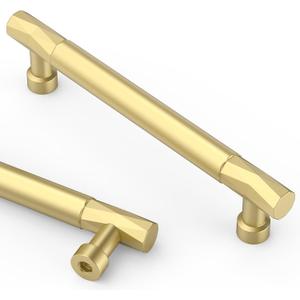 Asidrama 10 Pack 5 Inch(128mm) Brushed Gold Kitchen Cabinet Handles, Cabinet Pulls Kitchen Cabinet Hardware for Cupboard Drawer Pulls