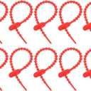 uxcell 20Pcs 4" Silicone Cable Ties, Reusable Zip Ties Strips Twist Tie, Cable Cord Wraps Management Organizer for Home Office Kitchen Food Bag, Red