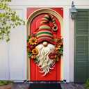 2 x Autumn Door Banner Set 35x71 Inch Home Porch Decoration Fall Gnome Sunflower Pumpkin Floral Wreath Front Door Wall Hanging Party Holiday Outdoor Decoration