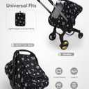 Car Seat Cover Baby Boy, Infant Car Seat Canopy Outdoor, 2 Layers with Mesh and Sun Shade Window for Summer Winter, Easy Access Carseat Covers Snug Fit Baby Stroller - Black Star