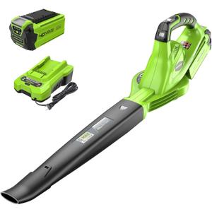 Greenworks 40V Leaf Blower/Sweeper, 150 MPH / 135 CFM, Lightweight, Quiet, with 2.0 Ah Battery and Charger, Perfect for Residential Lawn Care, Leaf Blowing Debris, Dust, Light Snow, and More