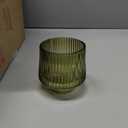 12 Pcs Large Green Votive Candle Holders- 3.15"3.15" Ribbed Green Candle Holders, Green Tea Lights Candle Holders for Green Wedding Decor, Sage Green Wedding Table Decor, Centerpieces