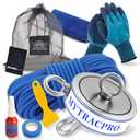 2300 lbs Magnet Fishing Kit, Double Sided Neodymium Fishing Magnet Kit with 20m (65 Foot) Durable Rope, Powerful Magnets for Fishing and Magnetic Recovery Salvage (Blue)