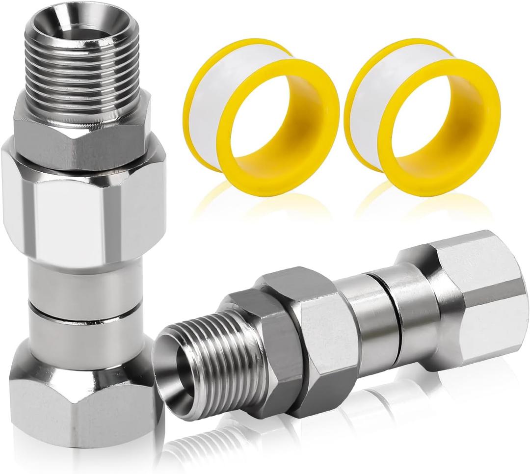 3/8 NPT Pressure Washer Swivel Fitting, Anti-Twist Connector, 360 Kink-Free Swivel, Male to Female Adapter for Gun and Hose, 4500 PSI, 2 Pcs