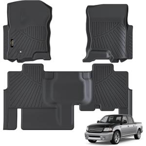 Floor Mats for Ford F150/F-150 1997-2003 SuperCrew Cab
All Weather TPE Floor Liners Fit for F150 Crew Cab Odorless Anti-Slip Rubber Car Mats 1st & 2nd Row Accessories Black