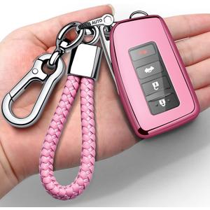 for Car Key Shell,for Car Key Case Cover,for Lexus NX ES GS RX is RC LX 200 250 350 450H 300H ES200 Pinkwithkeychain