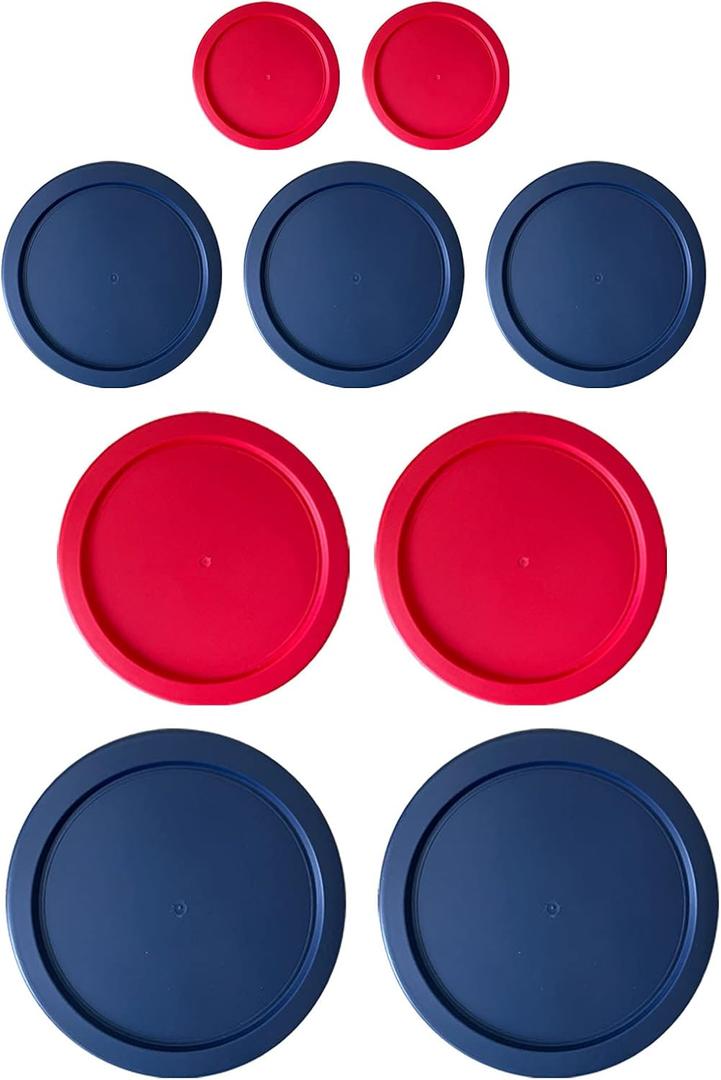 Replacement Lids for Pyrex Glass Food Storage Containers Round (2) for 7202-PC 1 Cup (3) for 7200-PC 2 Cup (2) for 7201-PC 4 Cup (2) for 7402-PC 6/7 Cup Red Blue
