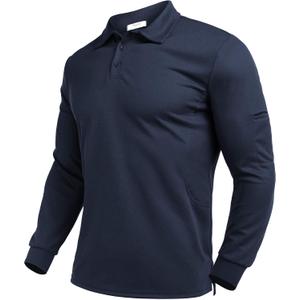 Deyeek Men's Polo Shirts Long Sleeve Golf Polo Shirts for Men Quick Dry UPF 50+ Sun Protection Polos Casual Collared Shirts (Blue, S)
