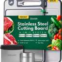 Stainless Steel Cutting Board with Built-In Knife Sharpener, 3-Piece Set, Double-Sided 304 Food-Grade Steel & Wheat Straw, Large Board for Meat & Vegetables, Dishwasher Safe, 15x10 Inch, Food Safe