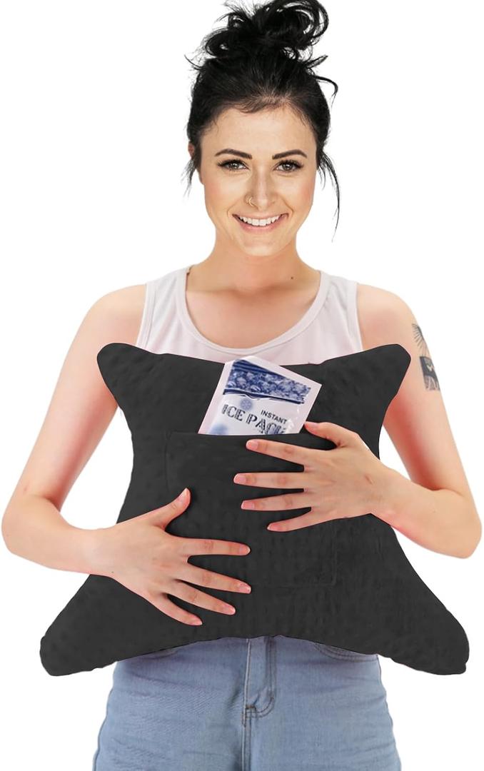 Hysterectomy Recovery Pillow with Pocket, Post-Surgery Abdominal Support Cushion, C-Section & Tummy Tuck Pillow, Mastectomy and Hernia Surgery Comfort Pillow(Black)