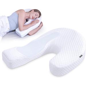 HOMCA Side Sleeper Pillows for Adults, Memory Foam U Shaped Pillows for Neck Pain Relief, Cervical Neck Pillow for Side Sleepers with Removable Washable Pillowcase (Upgraded Version) (Standard Size (23.8 x 17.6x 6.7 inches))