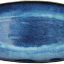 Cabilock Serving Platter Dishes Oval Dinner Plates Ceramic Serving Ware Party Trays Food Oven Safe for Turkey Meat Fish Appetizers Sushi Dessert Blue S