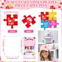 Quelay 50 Set Valentine's Day Puzzle Pin Conversation Heart Puzzle Piece Lapel Pins Hug Me Love Sayings Brooches with Thank You Cards & Gift Bags for Classroom Exchange Party Wedding Favors