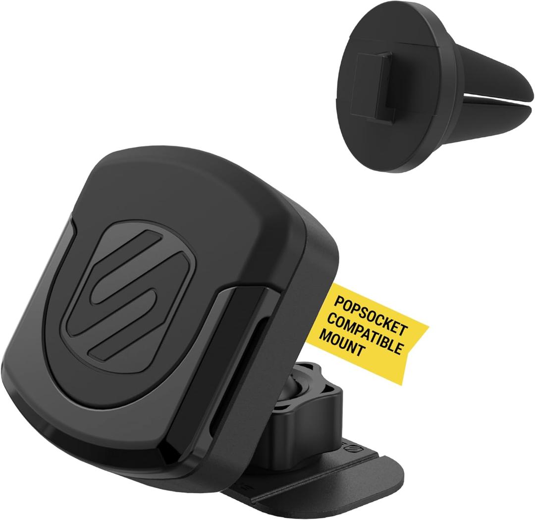 Scosche MMPDVM-SP MagicMount Pop Magnetic Car Dashboard Cell Phone Holder and Vent Mount for Collapsible Phone Grip/Socket, Universal Phone Stand 360 Rotating Head for iPhone and Android Smartphones