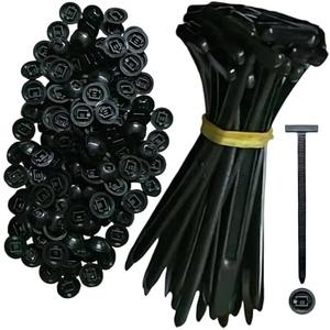 Nylon Universal Cable Tie Buckle Heavy Duty Self-Locking Zip Ties Holder with Pin & Button for Car Daily Repair (Black-50pcs), Pack of 3