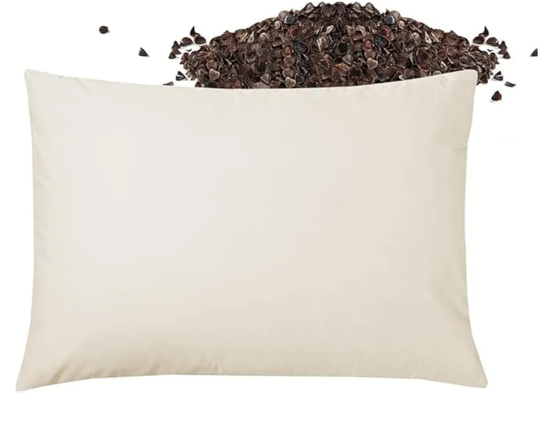 USlixury Buckwheat Pillow 20"X26" - Adjustable Height and Firmness, Organic Buckwheat Pillow, Machine Washable Pillowcase, Firm Neck Support for Back/Side/Stomach Sleepers, White