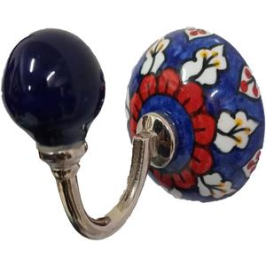 PARIJAT HANDICRAFT Hand Painted Multi Colored Ceramic Wall Hook Hanger Key Holder hat Clothes hangings Bathroom Hardware (Hanger-0103)