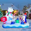 Joiedomi 6 ft Christmas Polar Bear Inflatable Decoration, Polar Bear with Penguin & Xmas Tree Inflatable Dcor with Build-in LEDs Blow Up for Christmas Party Outdoor, Yard, Garden, Winter Decoration