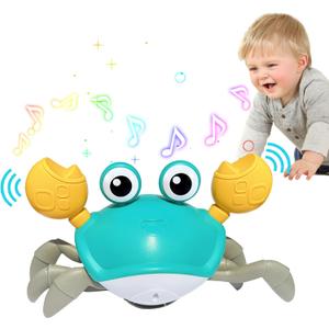 Baby Toys Crawling Crab - Infant Tummy Time Toys 3 4 5 6 7 8 9 10 11 12 Baby Toys 6-12 12-18 Months Light-up Musical Walking Sensory Induction Crabs Interactive Toddler 1st Boys Girls Birthday Gifts