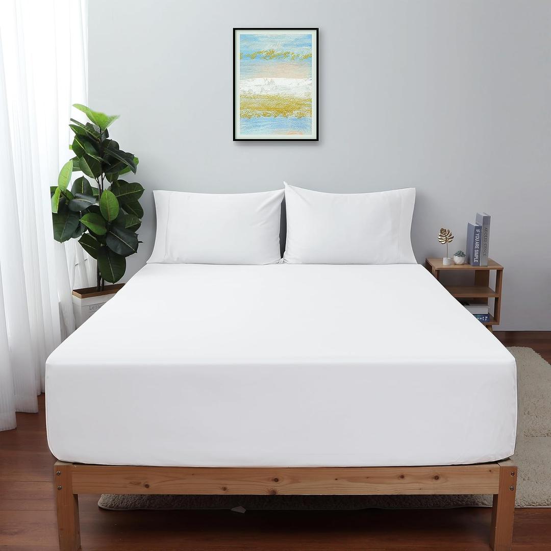 California King Size Fitted Sheet Only White, 100% Egyptian Cotton 600 Thread Count, 16" Deep Pocket Premium Cotton Mattress Sheet (1 Bottom Sheet Only)