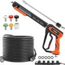 FIXFANS Pressure Washer Gun and Hose Kit, 50 FT High Power Washer Hose with Replacement Wand Extension, 5 Nozzle Tips, M22 Fitting
