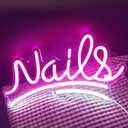 SYLHOME Nails Led Neon Light Sign Pink Business Wall Windows Sign Decor Nails Bar Beauty Salon Girls Bedroom Hanging Light Up Sign USB Birthday Makeup Decor 15.75"X8.7"