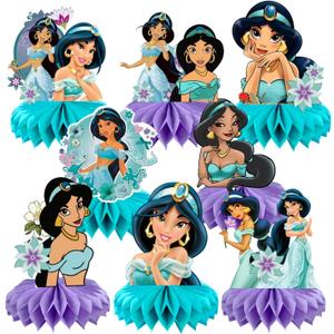 8Pcs Princess Jasmine Table Centerpieces Birthday Party Supplies Double Side Table Decorations for Kids Party Decorations
