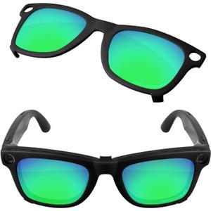 Polarized Clips for Ray-Ban Meta Wayfarer RW4008 (Size M 53-22), Protect Your Eyes for Men & Women - Black Frame - Green (Gray)