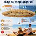 CroBlissful 9 Ft Thatched Tiki Patio Umbrella Replacement Canopy, Thatched Tiki Umbrella Top, Large Tropical Hawaiian Style Roof Cover for Outdoor Shade, 8 Ribs, Canopy Only