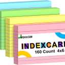 3 x Colored Index Cards 4x6 Inch 160 Count Ruled Index Flash Cards for Studying | Lined Colored Index Note Cards 4 x 6 with Colorful, Heavy Colored Flashcards 4x6 Notecards for Office, School, Home