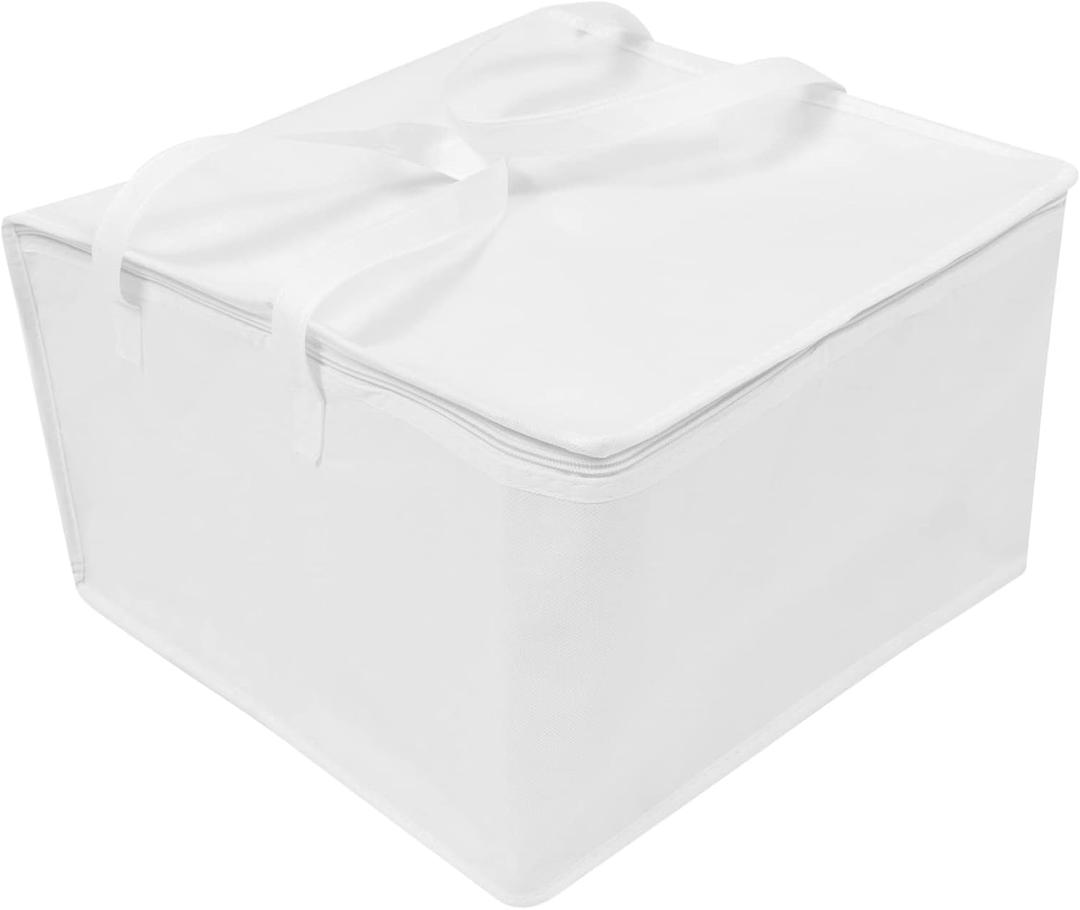 Hemoton White Insulated Food Bag 16X16X10 Inch Thermal Food Carrier for Hot and Cold Meals Foldable Insulation Bag for Cake Bbq Seafood and Takeout Transportation