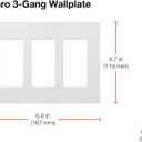 Lutron Claro Light Switch Cover Plate, 3 Gang Wallplate, for Decorator Light Switches, Rocker Light Switch Cover, Outlet Cover, Screwless Switch Plate Cover, Gloss, CW-3-LA, Light Almond (1 Pack)