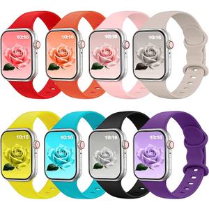 8pack Bands Compatible with Apple Watch Ultra 2 Band, Apple Watch Ultra Band, iWatch Bands 44mm 45mm 46mm 49mm 42mm for Men, Silicone Waterproof Sport Strap for iWatch Bands 10/9/8/7/6/5/4/3/2/1/SE