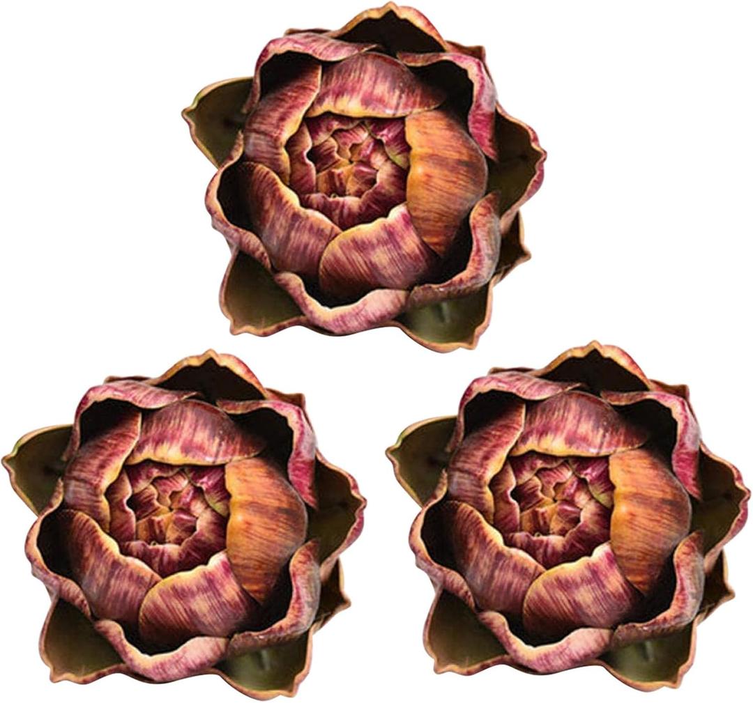 Fake Artificial Artichoke Vegetables Faux Plastic Artichoke Wedding Party Table Home Plastic Flower Decoration(Purple,Small,3)