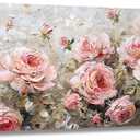 ChaudArt Flowers Pictures Wall Decor Rose Wall Art Pink Floral Canvas Textured Painting Abstract Prints Artwork Framed for Bathroom Living Room Bedroom Kitchen Office Home Decor