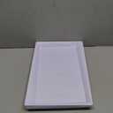 I00000 8 Pack White Plastic Serving Tray, 15" x 10" Rectangle Food Trays, Disposable Serving Platter for Parties, Internal Inclined Design Perfect for Weddings and Party