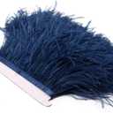 2 Yards Natural & Soft Ostrich Feathers Fringe Trims Ribbon - Used for Dress, Sewing Decoration, Craft Clothing, Boots, Wedding Decoration, DIY, Etc (Navy Blue)