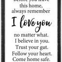 Before You Leave This Home Sign 16x11 Inch Laundry Room Wall Decor I Love You Inspirational Quote Wood Framed Rustic family Mudroom Farmhouse Dining Room Kitchen Wall Hang Art (Black)