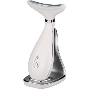 Lily Neck Face Massager, Face Sculpting Tool, Skin Rejuvenation Device with Thermal, Triple Action LED and Vibration, for Anti-Aging, Lifting and Tightening Sagging Skin (Pearl White)