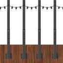 4 Pack String Light Poles,2.8Ft Metal Poles for Outdoor String Lights,Outdoor Light Poles with Post,Poles/Stand for Outside,Patio,Deck,Backyard,Garden Wedding,Party