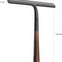 Shower Squeegee for Glass Doors, Streak-Free Silicone Window Cleaner with Detachable Wood Handle & Hook, Rust-Proof Bathroom Squeegee for Mirror, Tile Wall, Car Windshield, 10 Inch Black