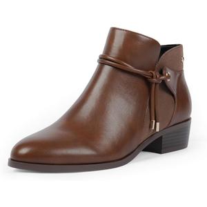 Ankle Boots for Women Low Heel Round Toe Chunky Short Booties with Side Zipper Fall Winter Boots (8, Brown)