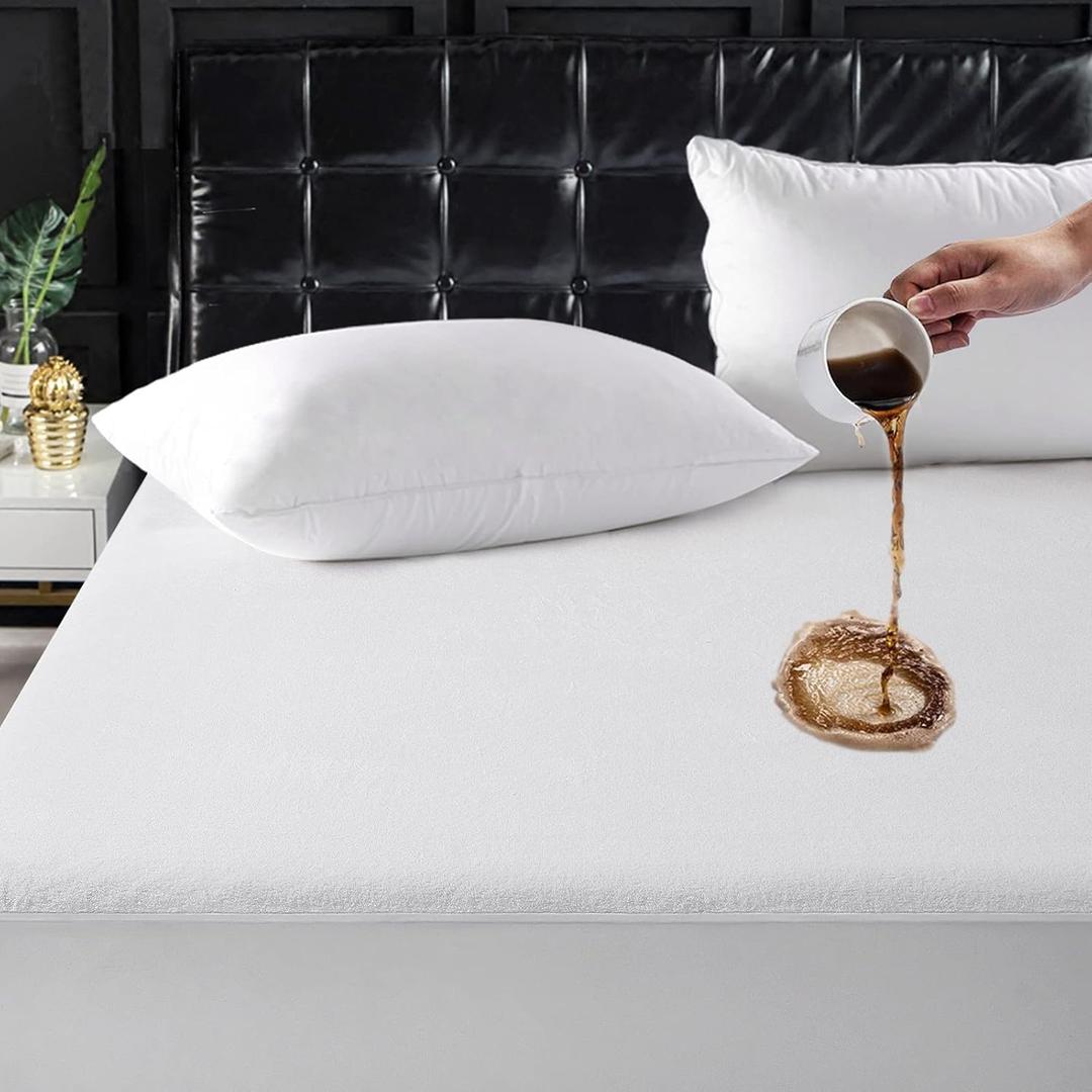 TASTELIFE Waterproof Mattress Protector Twin XL Size, 100% Waterproof Breathable Noiseless Mattress Cover with Deep Pocket for 6-18 inches Mattress, Machine Washable & Vinyle-Free (White)