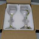 MEIGLQEA Wine Glasses Set of 2, Handcrafted Enamel Flower Red Wine Glasses Champagne Glasses Pretty Floral Goblets for Women Mom Friends Mothers Wife (Pink)