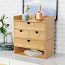 Wisuce Bamboo Desk Drawer Organizer, Desktop Organizer with Drawers Tabletop Storage Organization Box for Office Home Toiletries Supplies Vanity, No Assembly Required(2 Drawers)