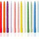 Colored Taper Candles Spiral Candle Sticks for Religious and Spiritual Settings,Unscented Pastel Candle for Holiday,Home Decoration,10inch,12 Pack(E,12colored)