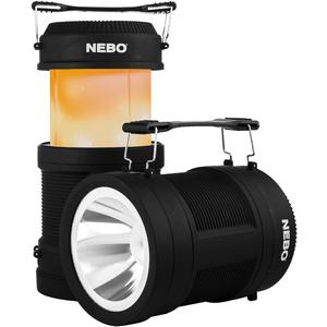 NEBO Big Poppy Lantern, Flashlight & Power Bank | 300 Lumens, 15 Hours Run Time, Rechargeable LED Spotlight, Pop-Up Flame Emulator & Lantern Modes, Water Resistant, Includes Micro-USB Charging Cable