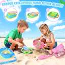 EULRGAUS Beach Toys, 6 PCS Sand Sifter for The Beach, Sand Toys with 2 Collapsible Sand Sifters Sieve, 2 Beach Shovels, 2 Mesh Beach Bags, Shark Tooth Sifter & Shell Collecting for kids Boys and Girls